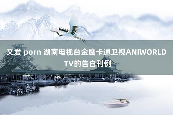 文爱 porn 湖南电视台金鹰卡通卫视ANIWORLD TV的告白刊例