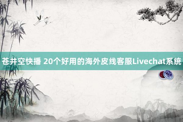 苍井空快播 20个好用的海外皮线客服Livechat系统